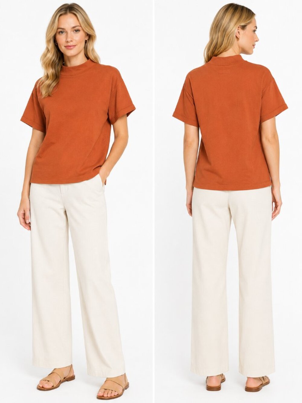 Labo.Art Maglia Sasso Mock Neck Top Women Cacao Cotton Tee Made Italy Size 1 S